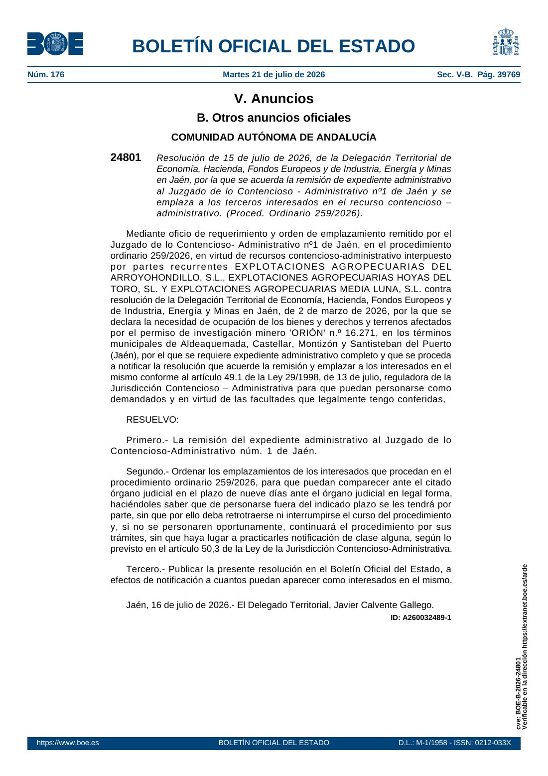 Official Spanish judicial public notice PDF